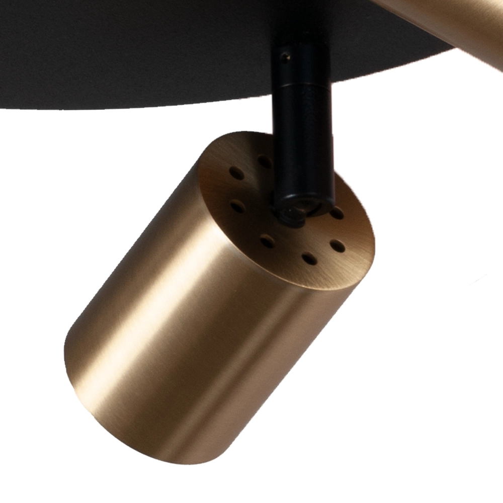 Zwarte plafondlamp Bounce met 3 gouden spots Masterlight 8718121209951