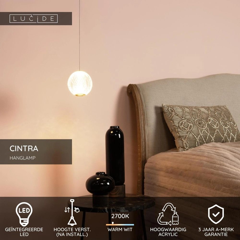 Gouden hanglamp Cintra Ø 14cm Lucide 5411212134370