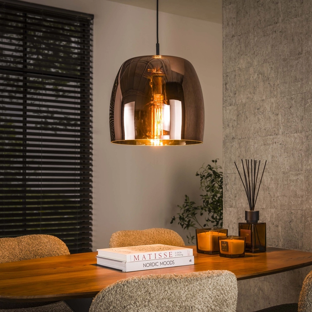 Glazen hanglamp Drift Ø 35cm - koper glas