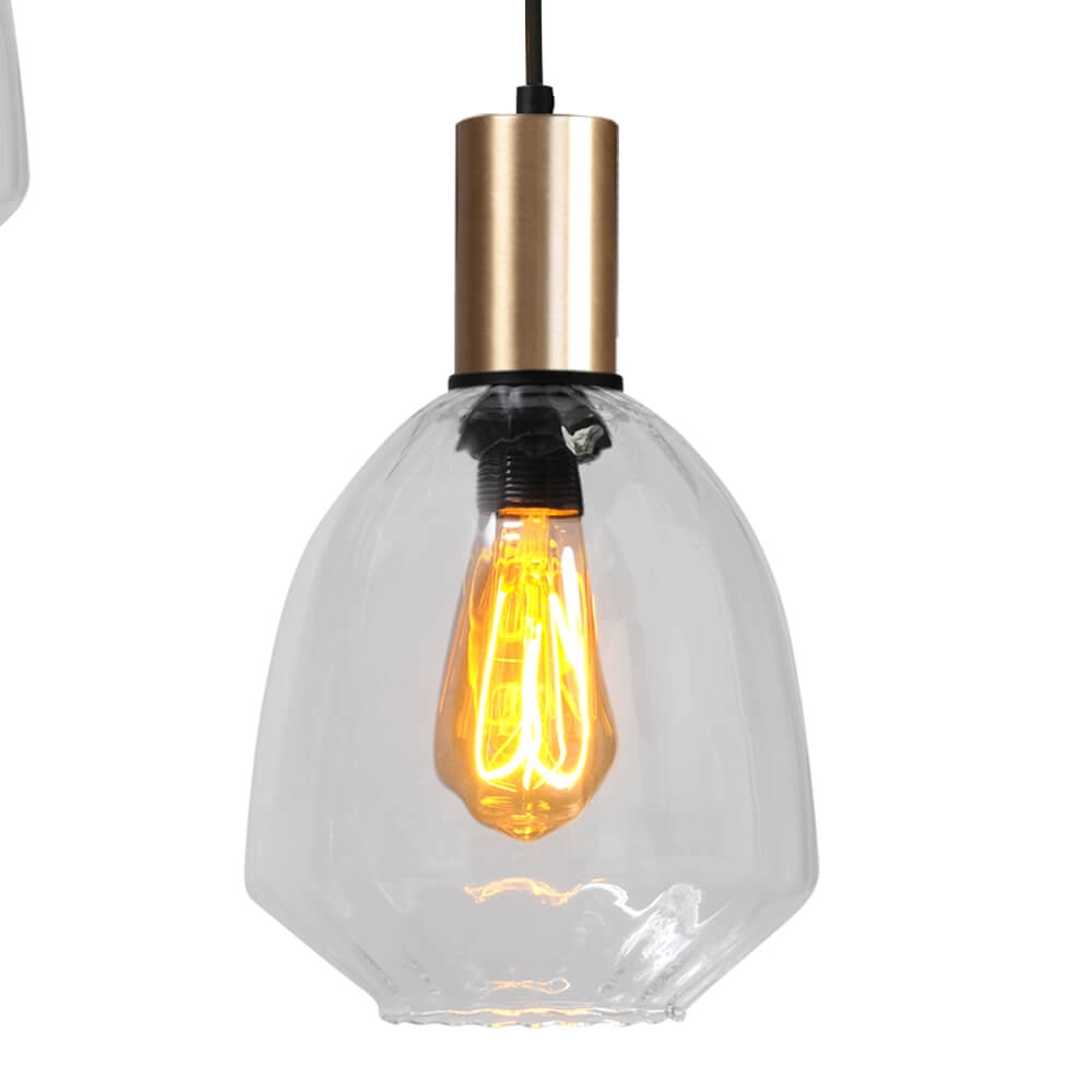 3-lichts vide hanglamp - goud - Porto met Nicolette clear glazen Masterlight 8718121270883