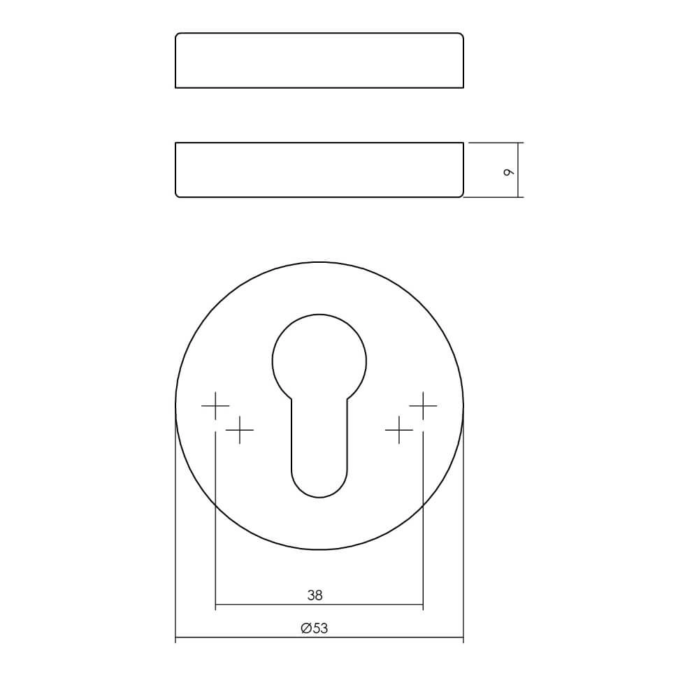 Set van 2 cilinderrozetten Tira rond messing getrommeld Ø 53mm Intersteel 8714186696798