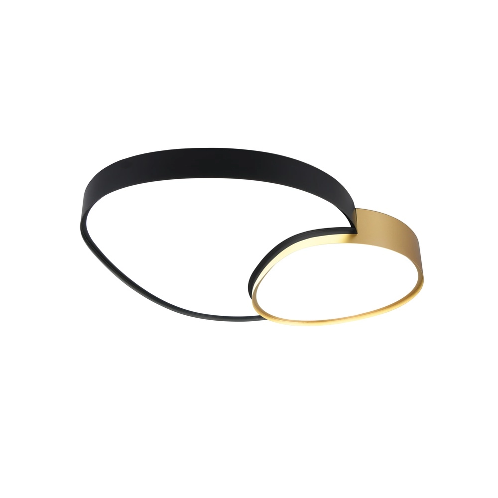 Organische plafonniere Rise 77cm zwart met goud Trio 4017807600629