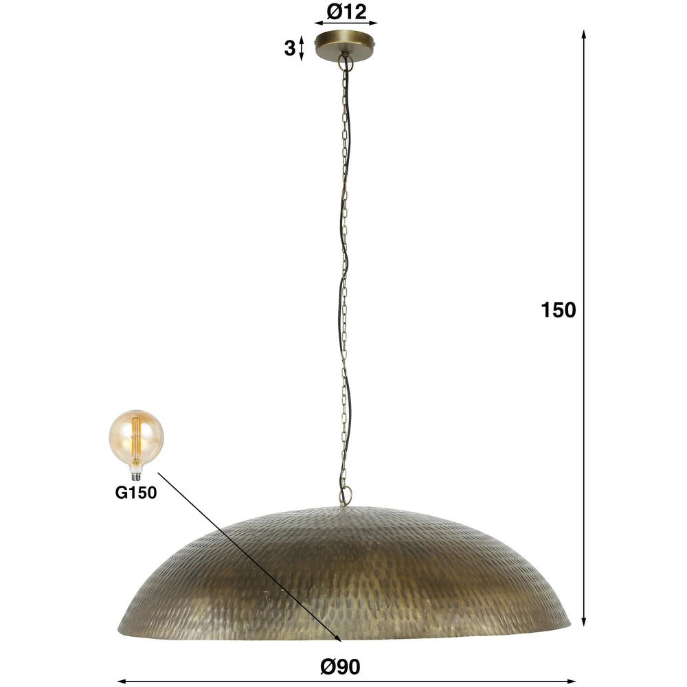 Metalen ronde hanglamp Cupola Ø 90cm - koper brons Lyora 8716803511064
