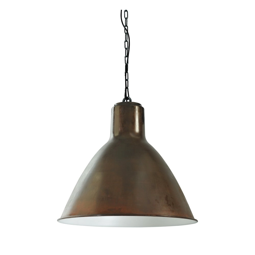 Landelijke industrie hanglamp Industria 58 koperbruin met zwart