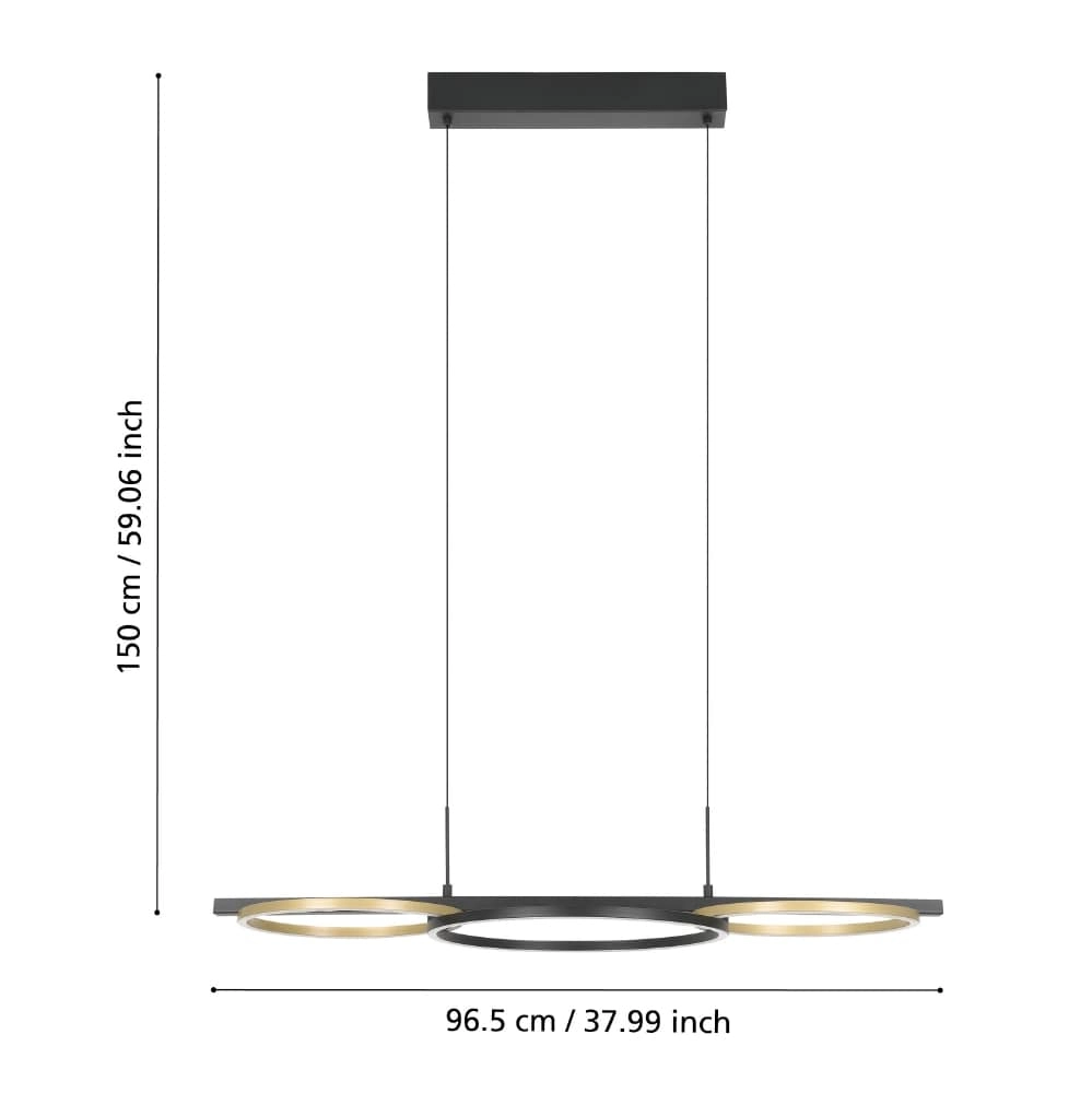 Hanglamp met ringen Lanacera zwart met goud Stars of Light 9008606221417