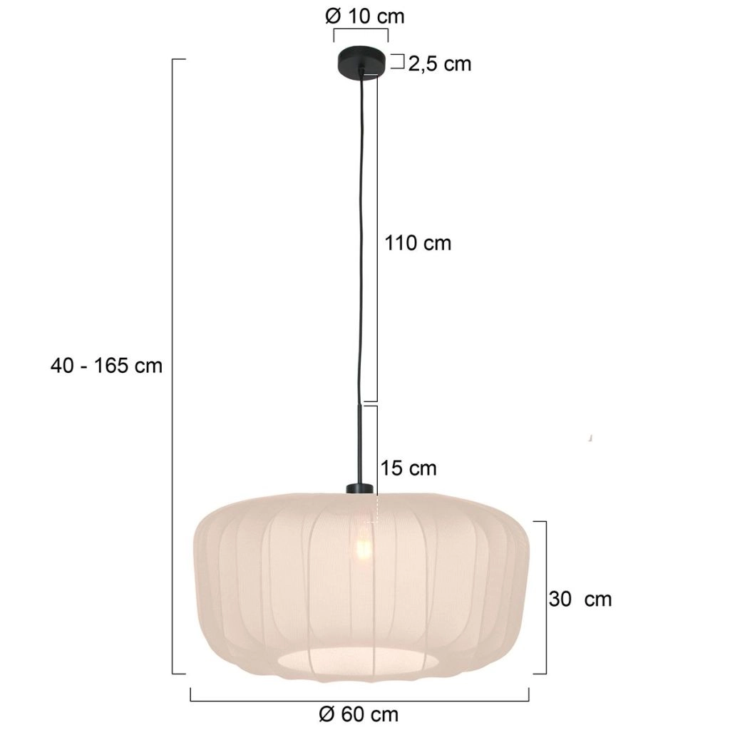 Hanglamp Vela Lino met crème kap Ø60cm Steinhauer 8712746182798