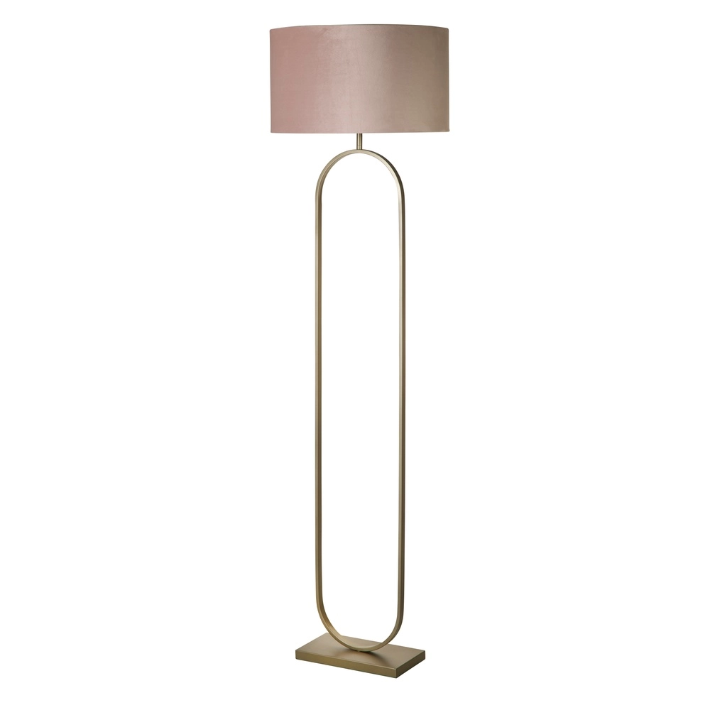 Vloerlamp Modish brons met roze kap Vloerlamp Modish brons met roze kap