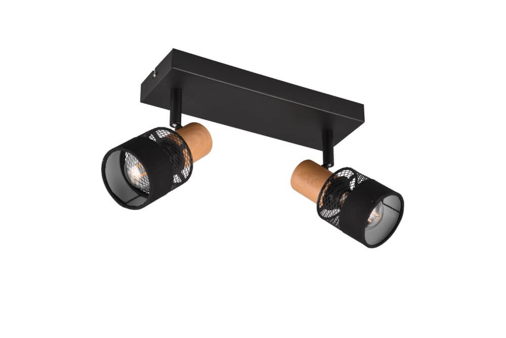 2-lichts opbouwspot Nandini zwart met hout Trio 4017807581102