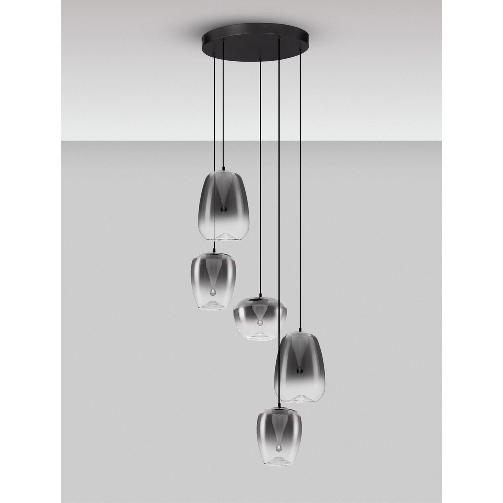 Design hanglamp Oblo 5-lichts smoke glas Lyora 5212017474148