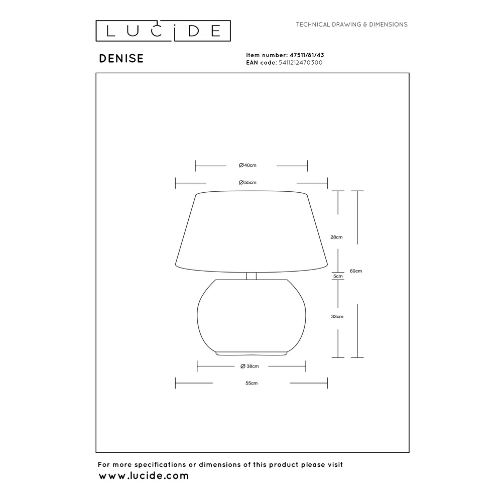 Schemerlamp Denise Ø 55cm Lucide Vibes 5411212470300