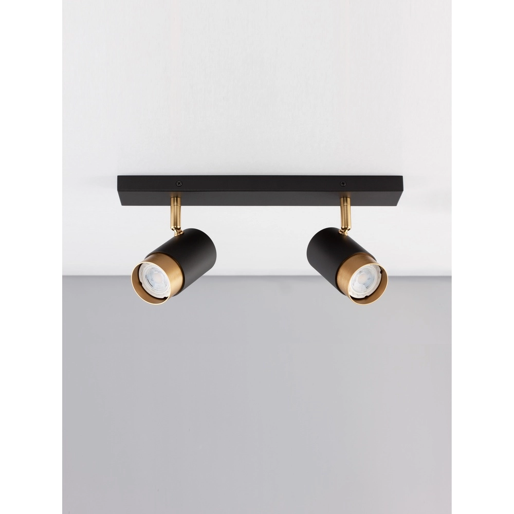 Plafondspot Pogno 2-lichts zwart met goud Lyora 5212017430847