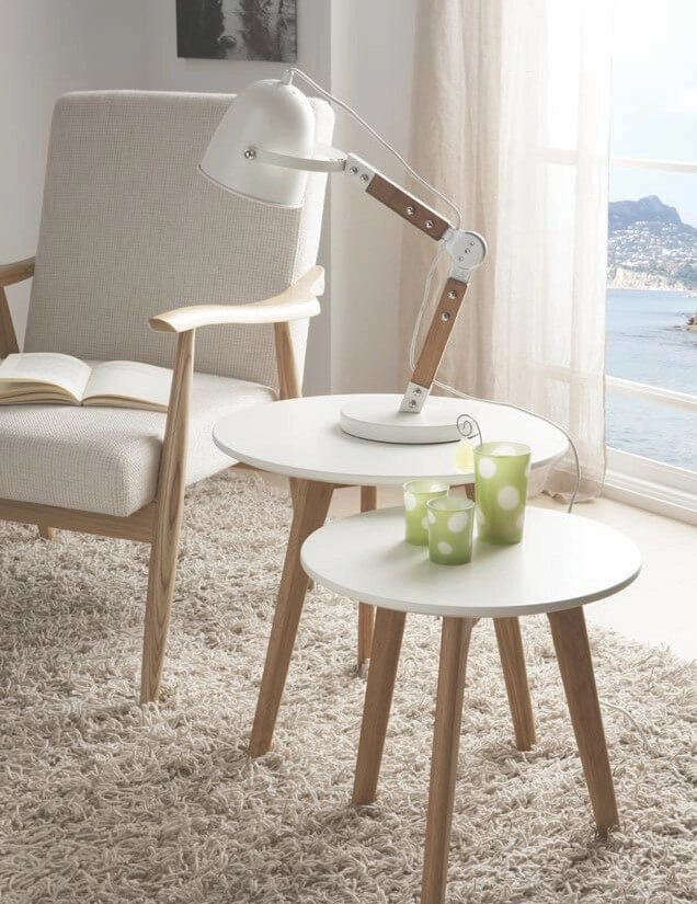 Landelijke bureaulamp Cooper wit met hout Artdelight 8719831732630