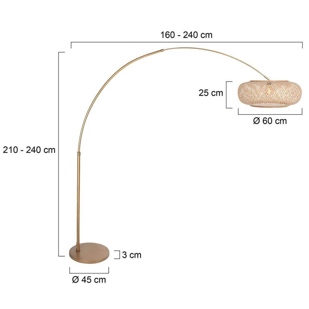 Booglamp Sparkled Light brons met bamboe kap Ø 45cm Steinhauer 8712746179903