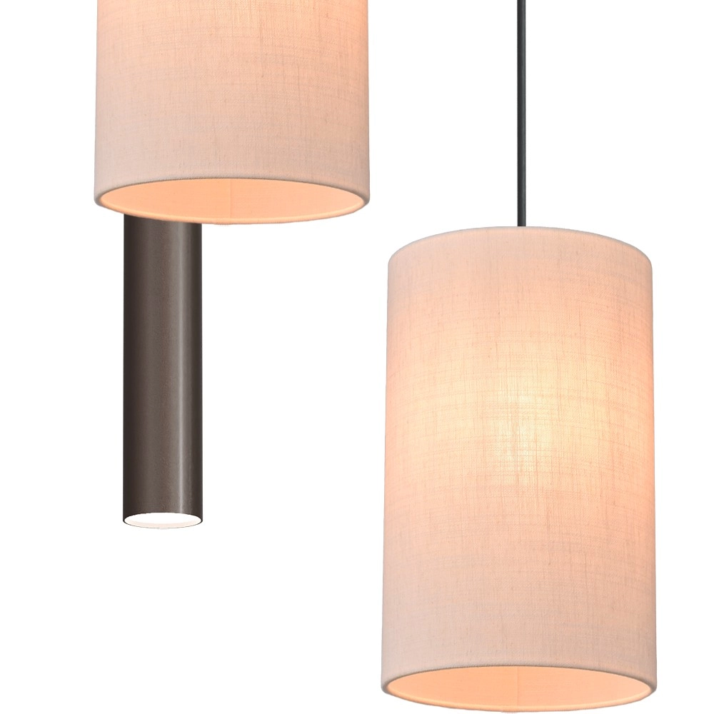 3-lichts hanglamp Lisbourg cacao met off white kap Masterlight