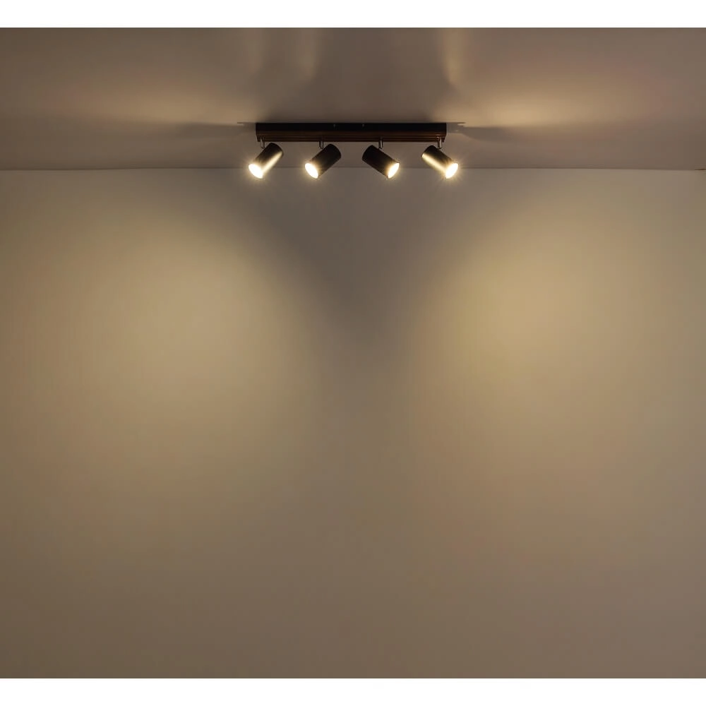 Plafondlamp Kayden 4-lichts zwart met hout Globo 9007371533442
