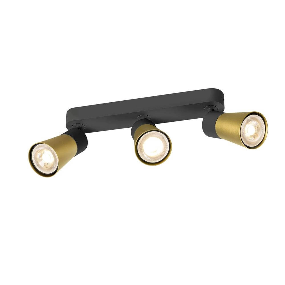 Spot Puri 2.0 Cone zwart-goud 3-lichts Spot Puri 2.0 Cone zwart-goud 3-lichts