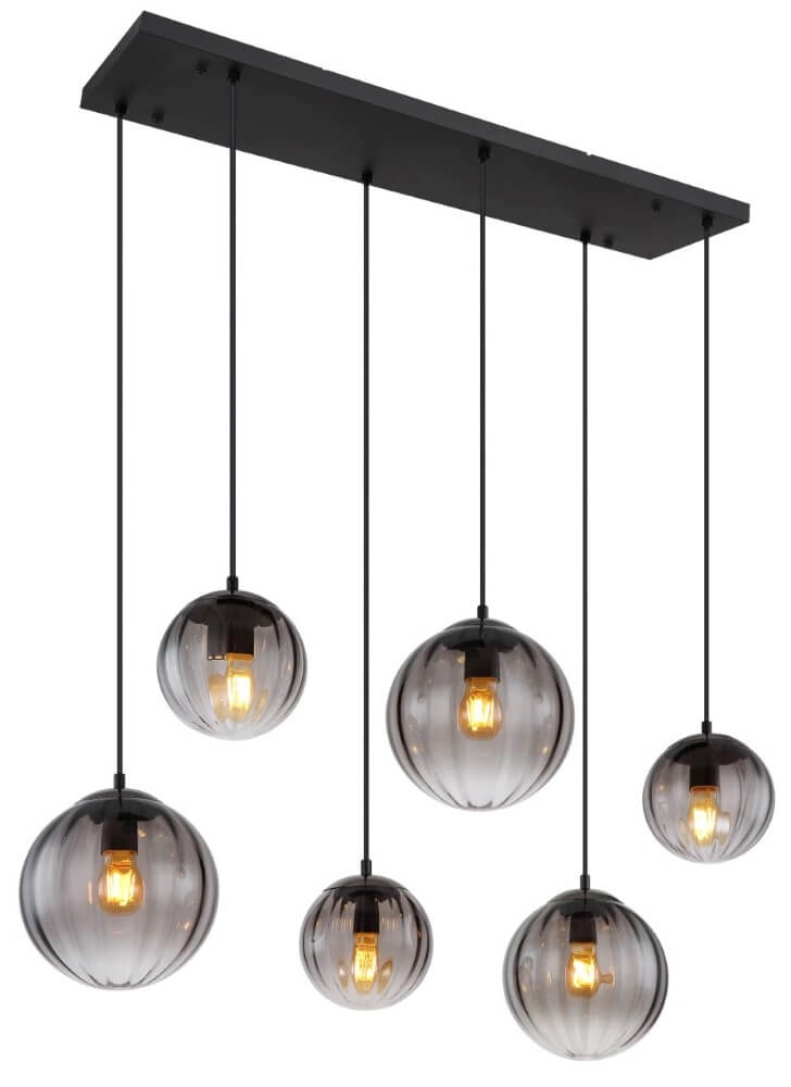 6-lichts hanglamp Dallerta smoke glas 6-lichts hanglamp Dallerta smoke glas