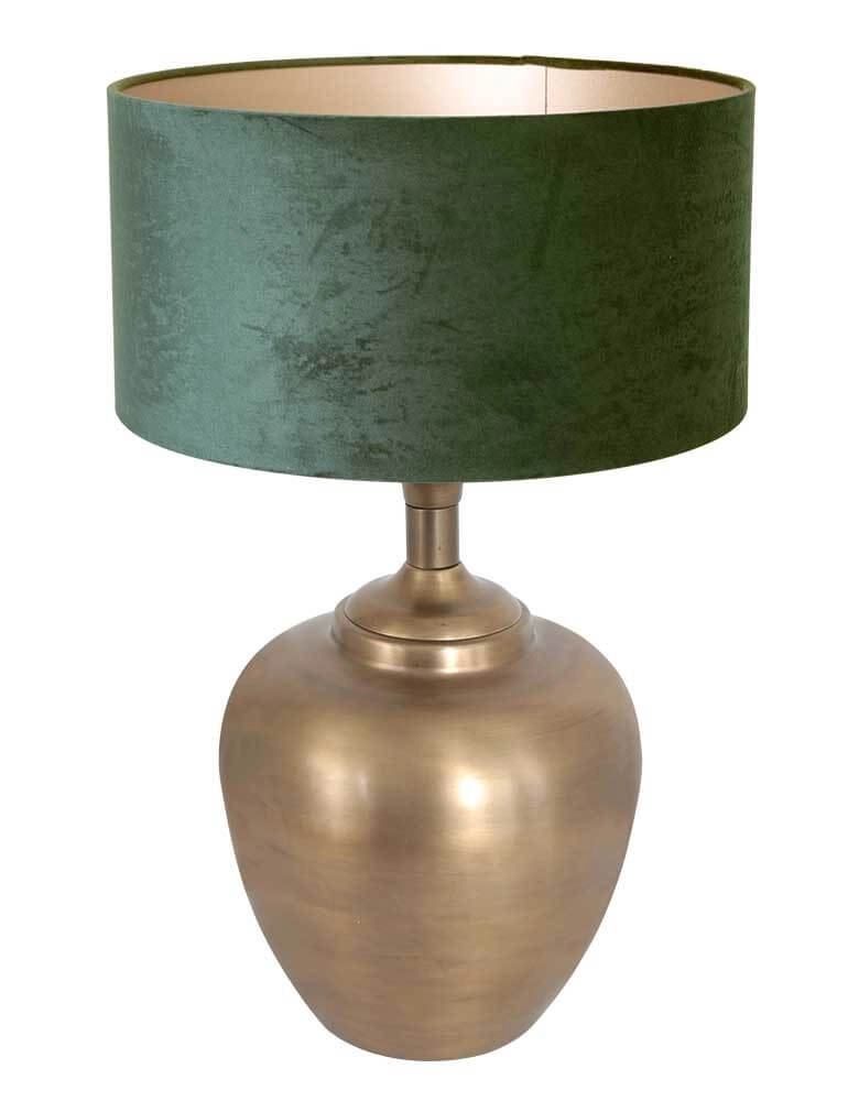 Gouden schemerlamp Brass met groen velvet Steinhauer 8712746151947