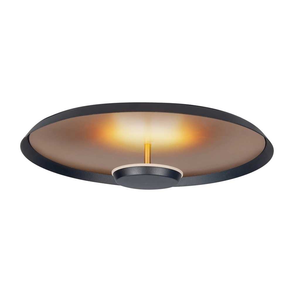 Strakke plafondlamp Oro zwart met goud Ø 25,5cm