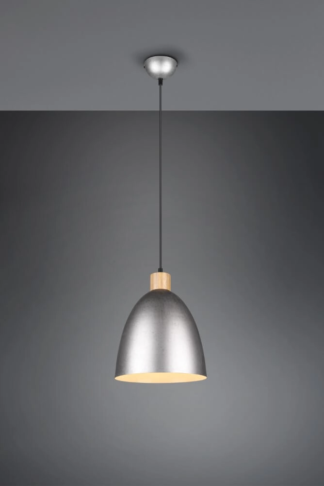Hanglamp Jagger RVS met houtbruin Trio 4017807503203
