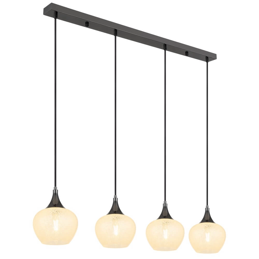 Antraciet hanglamp Maxy met wit glas 4-lichts Antraciet hanglamp Maxy met wit glas 4-lichts