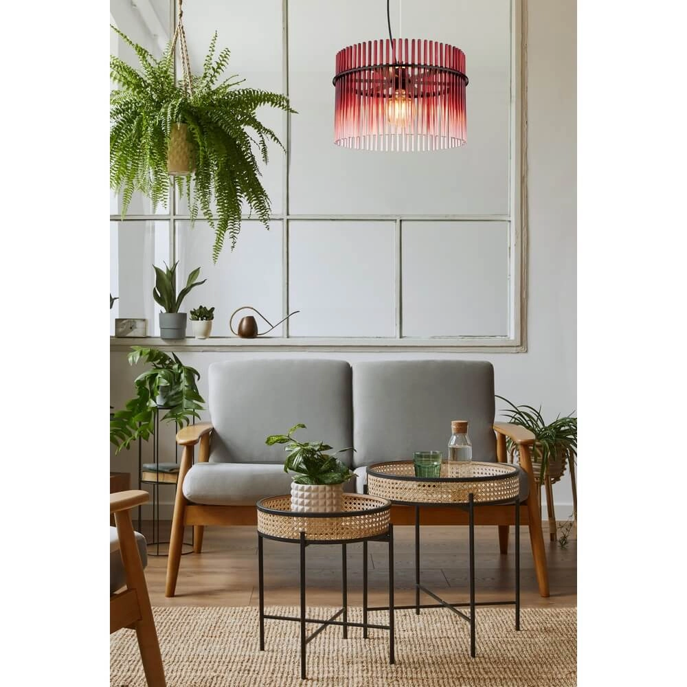 Zwarte hanglamp Gorley met rood glas Ø 40cm Globo 9007371462964