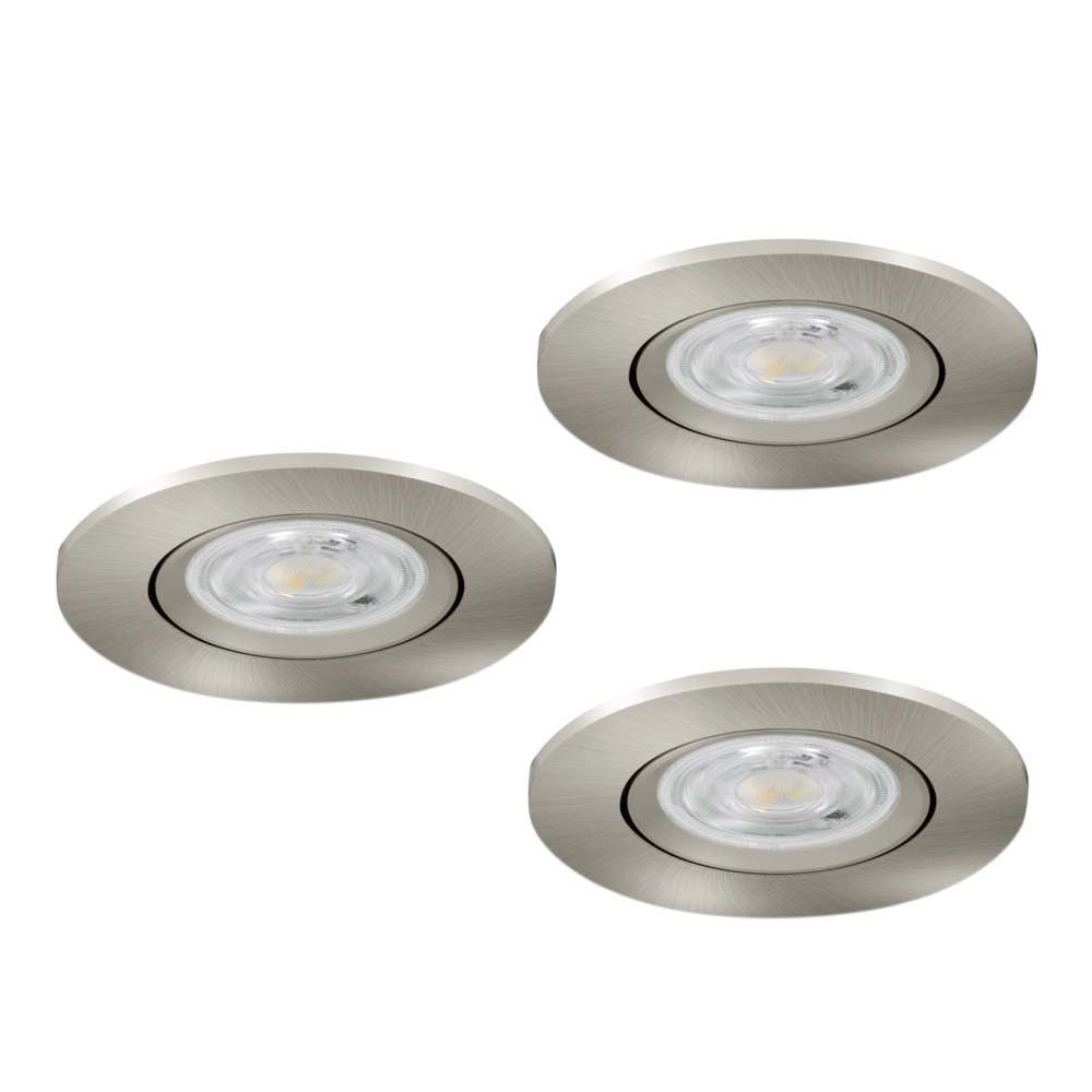 Set van 3 inbouwspots Barranco nikkel Ø 8,4cm IP44 - 3000K Eglo 9008606359202