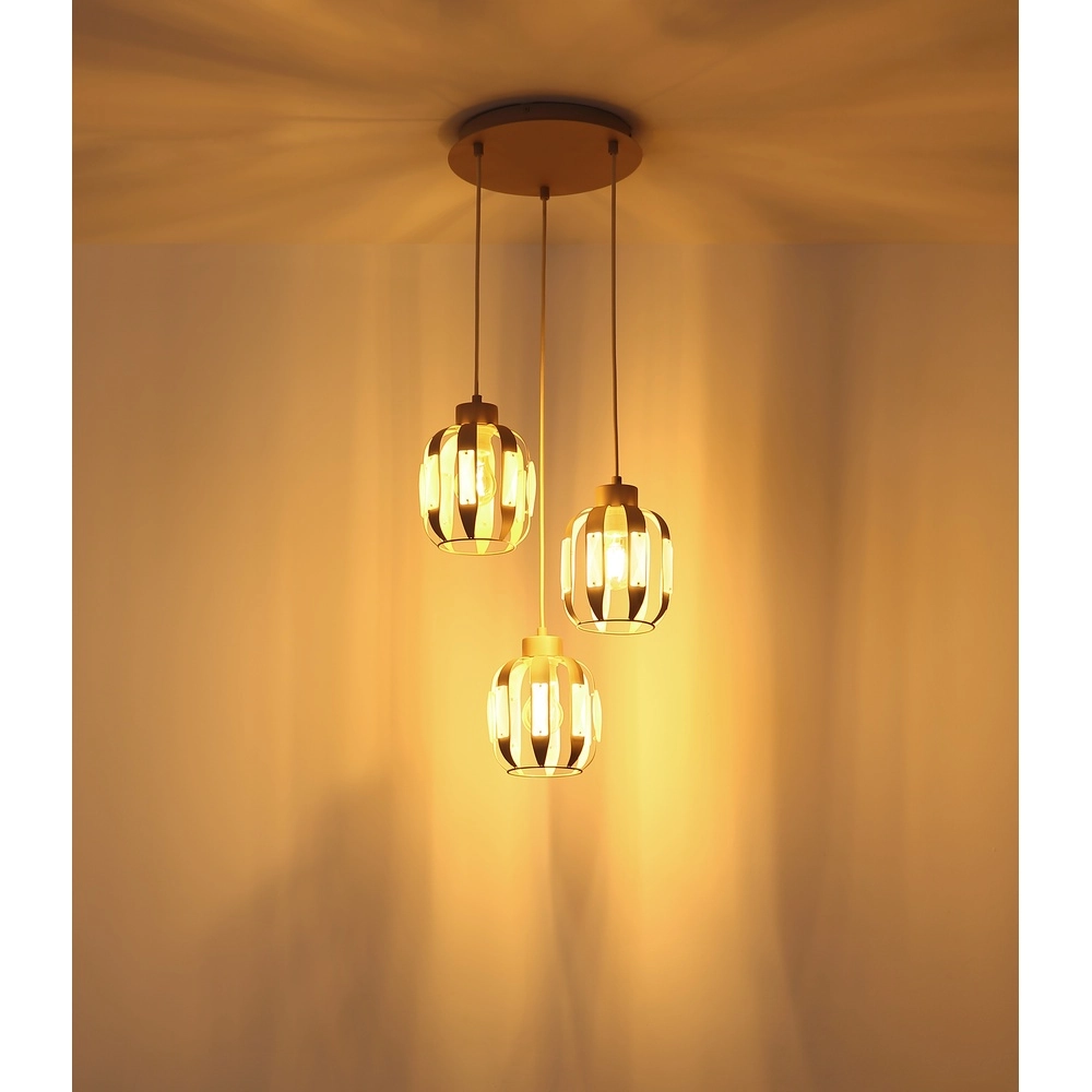 Eetkamer hanglamp Arlen 3-lichts zand bruin Globo 9007371583560