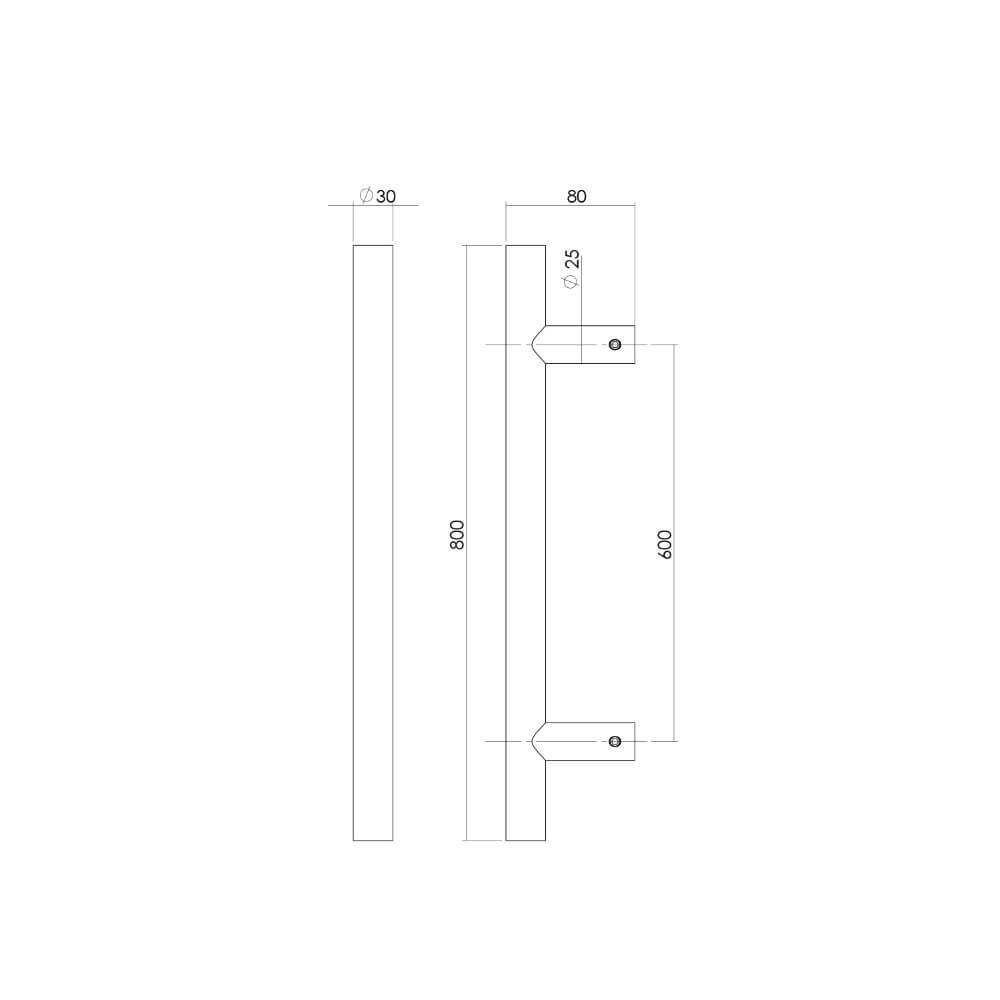 Deurgreep T-vorm Gripon 80x8cm RVS Intersteel 8714186465028