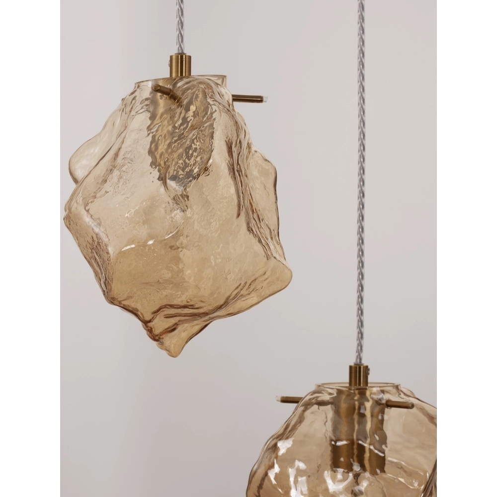 Hanglamp Odelle 5-lichts goud met amber glas Lyora 5212017434401