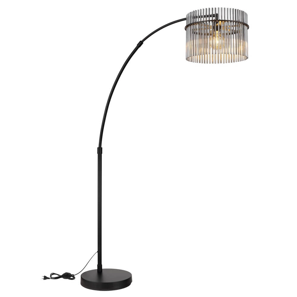 Zwarte vloerlamp Gorley met smoke glas Globo 9007371471942