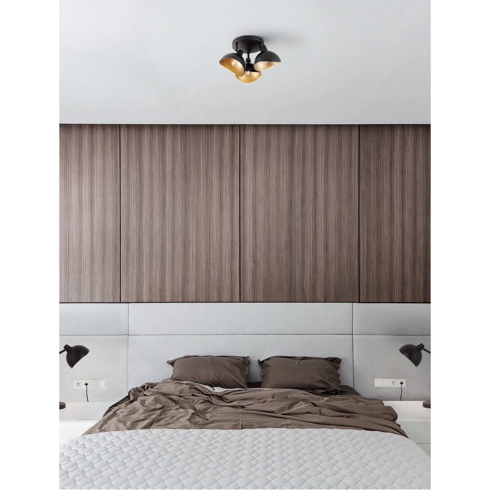 Plafondlamp Geti S zwart met gouden binnenkant Lyora 5212017436429