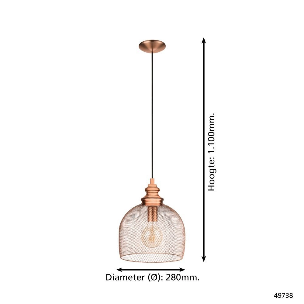 Hanglamp Straiton 28cm 28cm roodkoper Eglo 9002759497385
