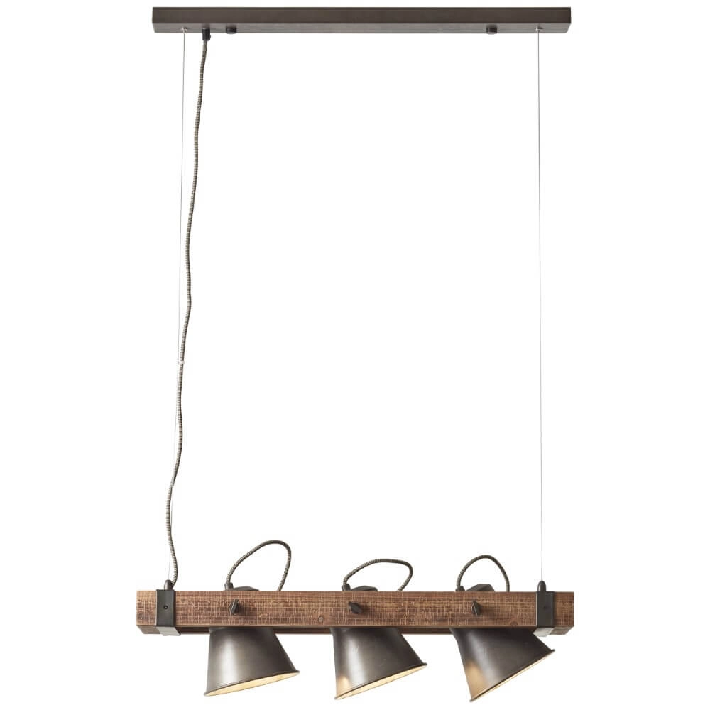 3-lichts hanglamp Decca zwart met bruin Brilliant 4004353361487