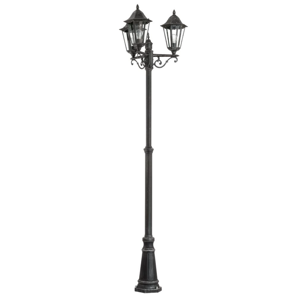 Klassieke buitenlantaarn Navedo 3-lichts zwart zilver