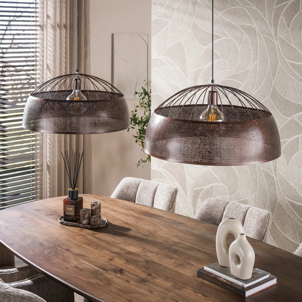 Landelijke hanglamp Screen antiek koper Lyora 8716803515208