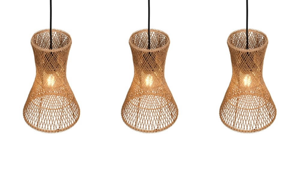 3-lichts hanglamp Bijou zwart met rotan Trio 4017807637298