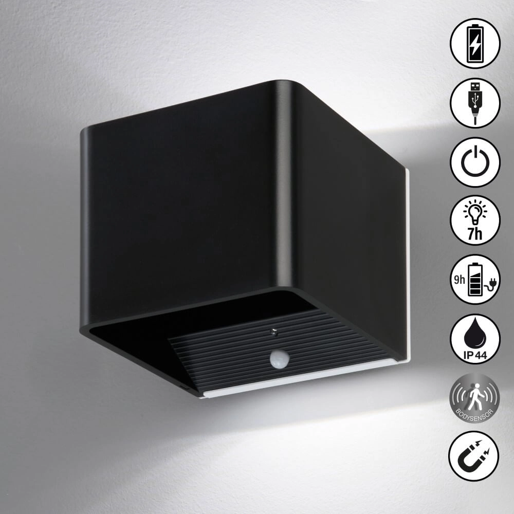 Zwarte opbouwspot Magnetics oplaadbaar Fischer & Honsel 4052231300424