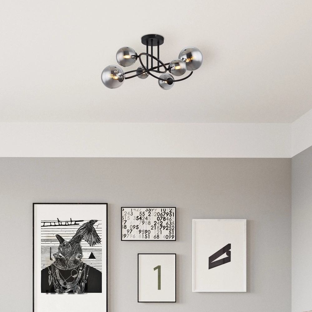 Zwarte plafondlamp Riha design Globo 9007371448807