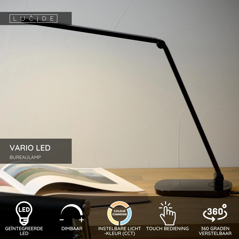 Bureaulamp Vario Led zwart Lucide 5411212241818