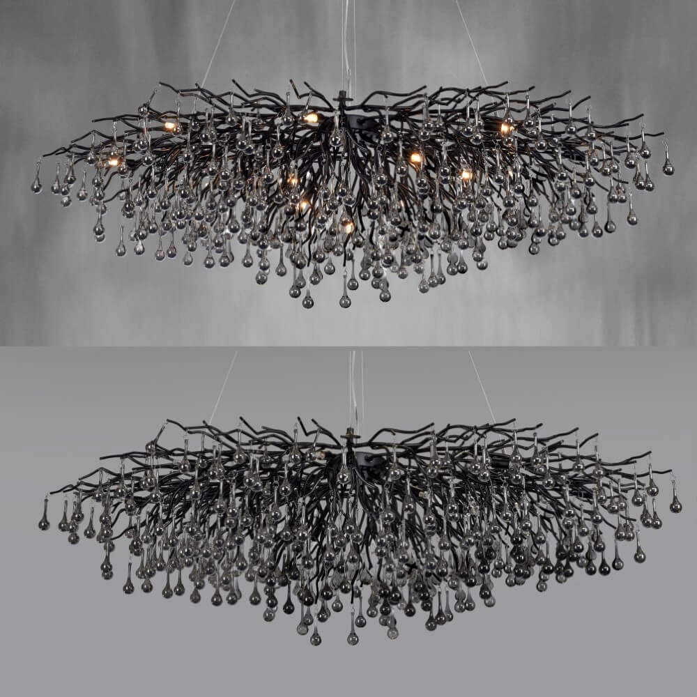 Grote kroonluchter Icicle zwart Paul Neuhaus 4012248377543