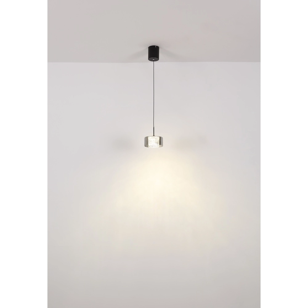 Design hanglamp Fogsy enkel zwart met smoke glas Globo 9007371450381