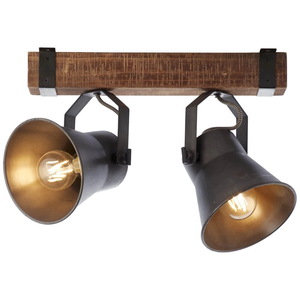 2-lichts plafondlamp Decca zwart met bruin Brilliant 4004353361449