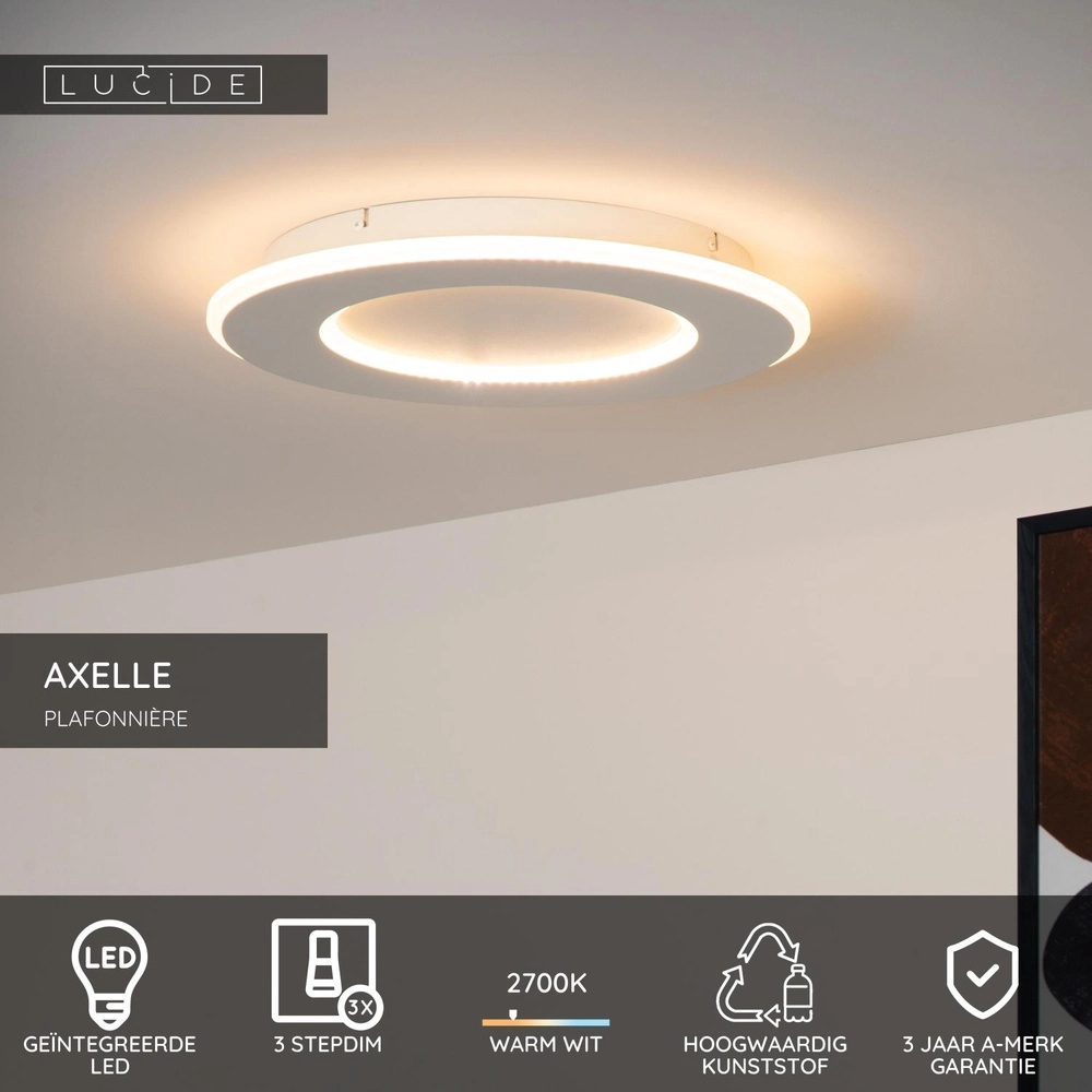 Design plafonniere Axelle wit 2700K Lucide 5411212441690