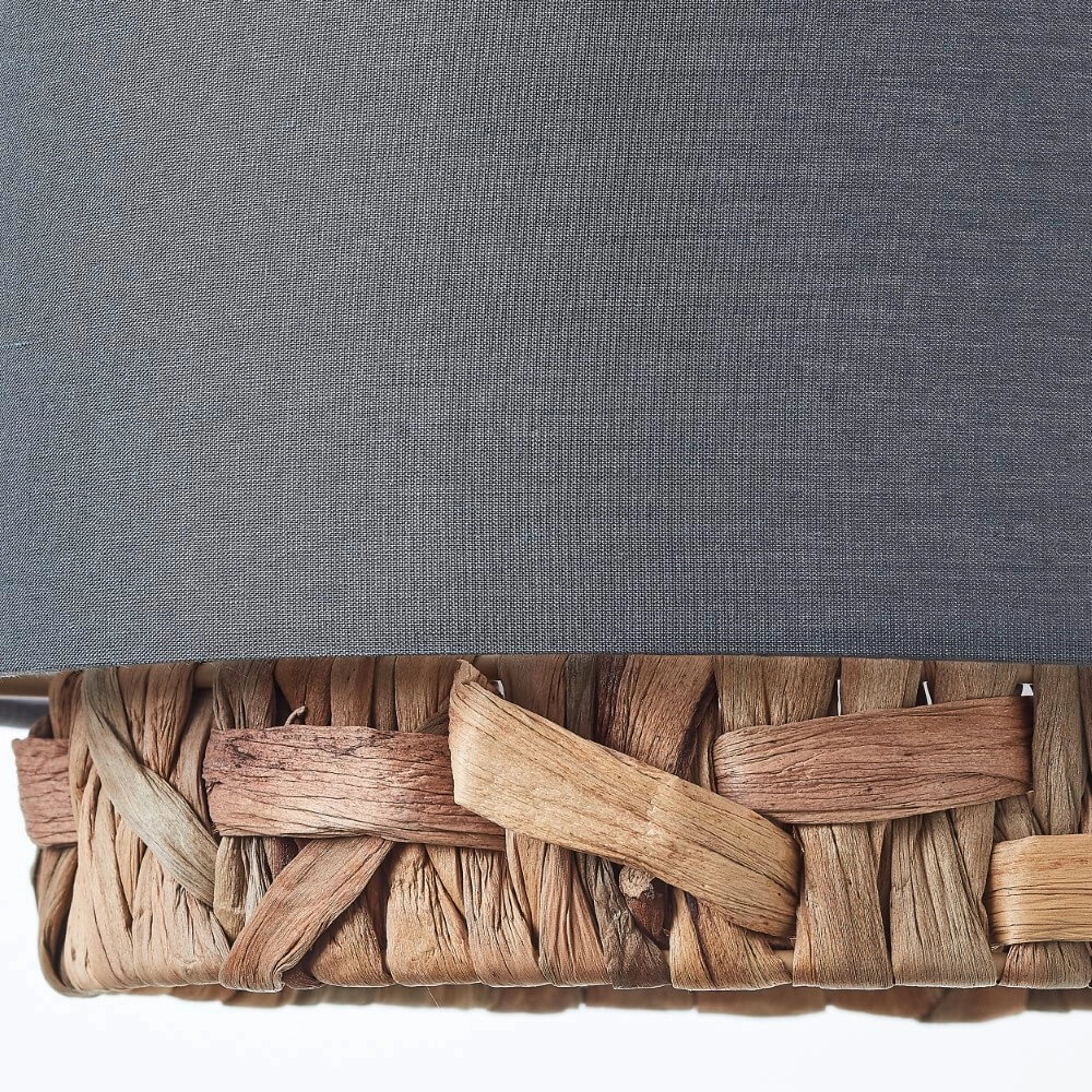 Eetkamer hanglamp Waterlilly rotan met grijze stof Brilliant 4004353411885