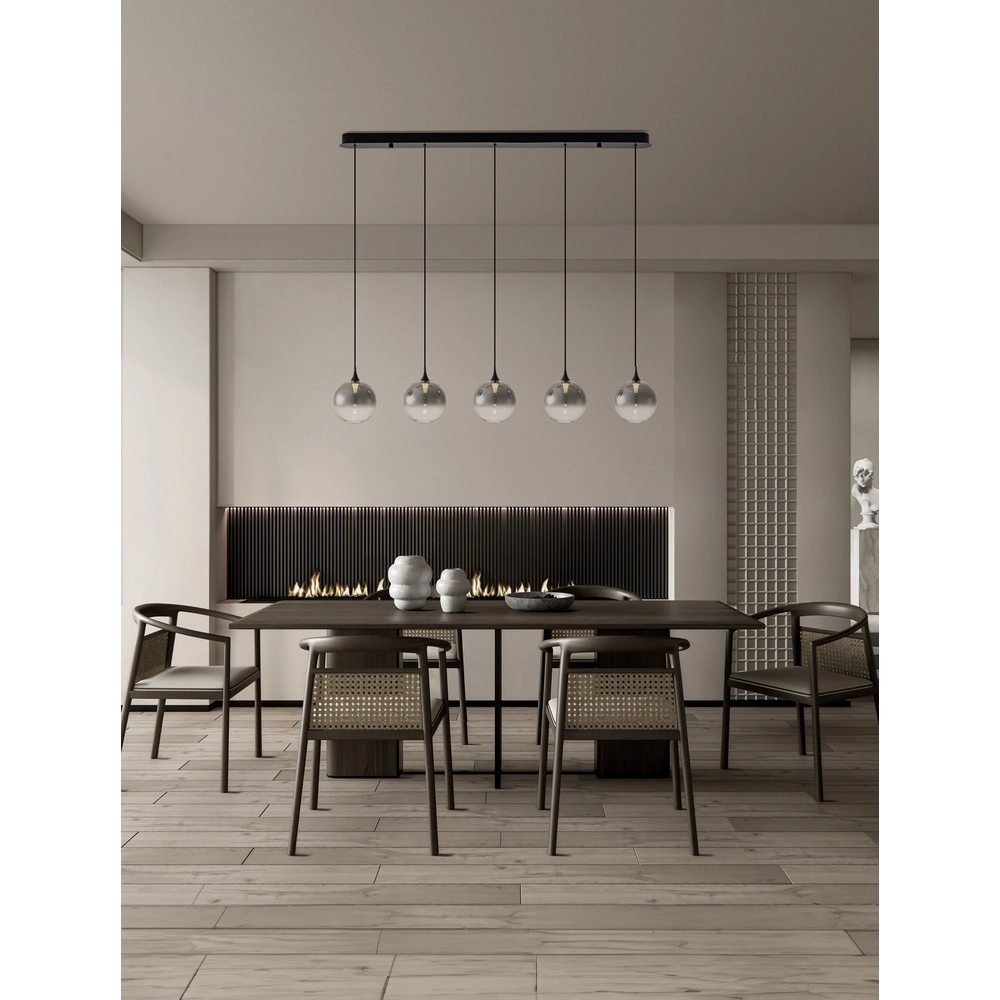 Pendant lamp Orenda straight 5-light smoke glass Lyora 5212017477668