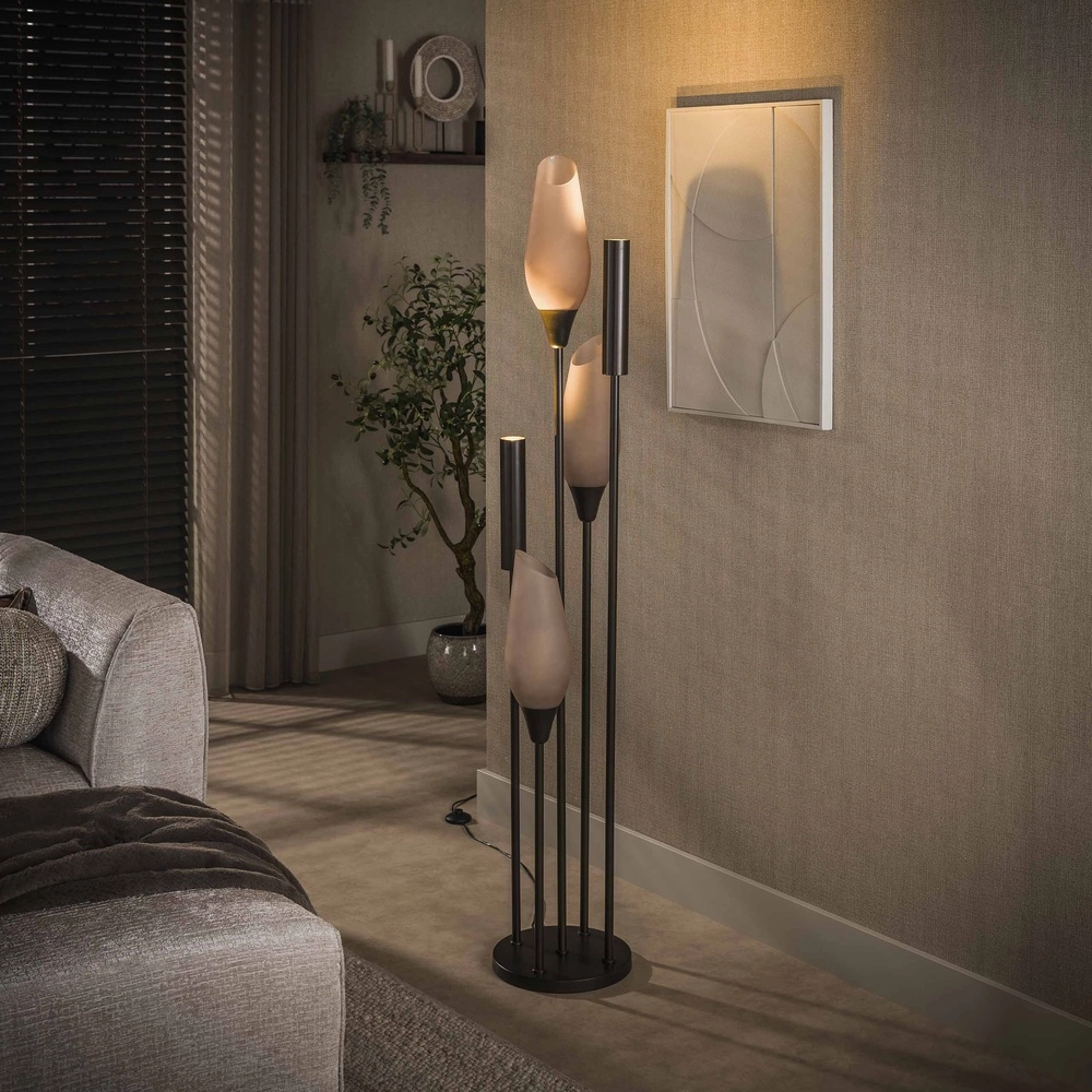 Stijvolle vloerlamp Cocoon 3x E27 - 2x GU10 - frosted glas Lyora 8716803511927