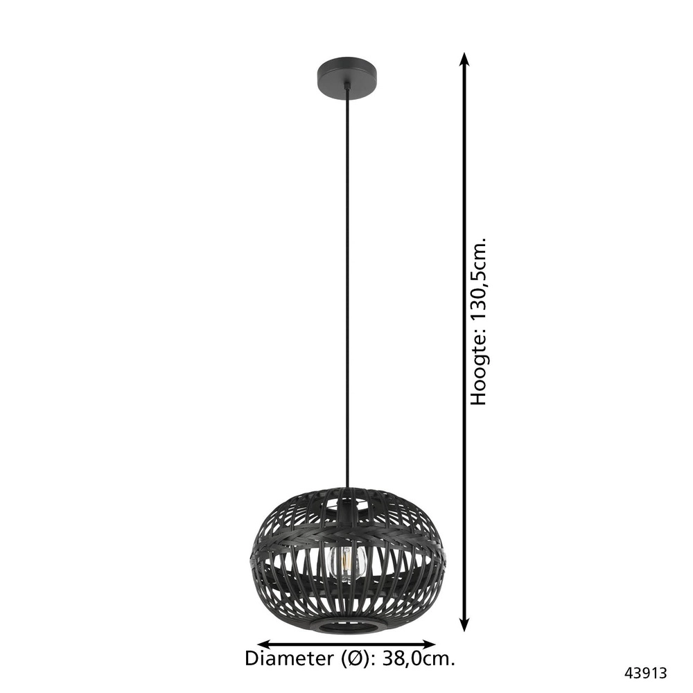 Zwart hanglamp Towcester Ø 38cm - hout Eglo 9002759439132