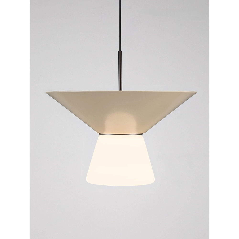 Design hanglamp Baris wit met grijs Ø 22cm Lyora 5212017495273