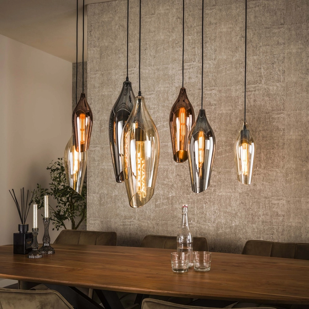 Glazen hanglamp Cocoon 7x gekleurd glas